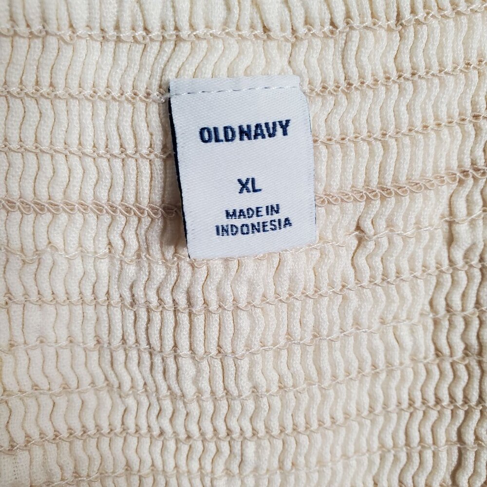 Old Navy Size XL Dress Ruffle Tank Smocked Back Linen Blend Knee Beachy Summer - Picture 4 of 8